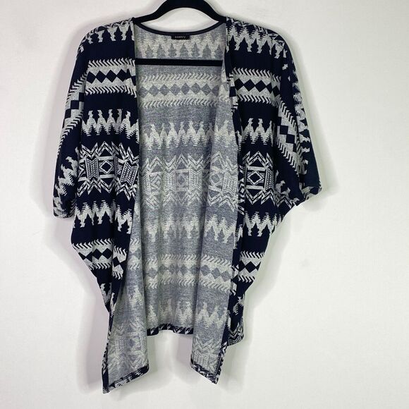Poetry Aztec Open Front Lightweight Short Sleeve Cardigan Women's Size Small - Picture 2 of 8